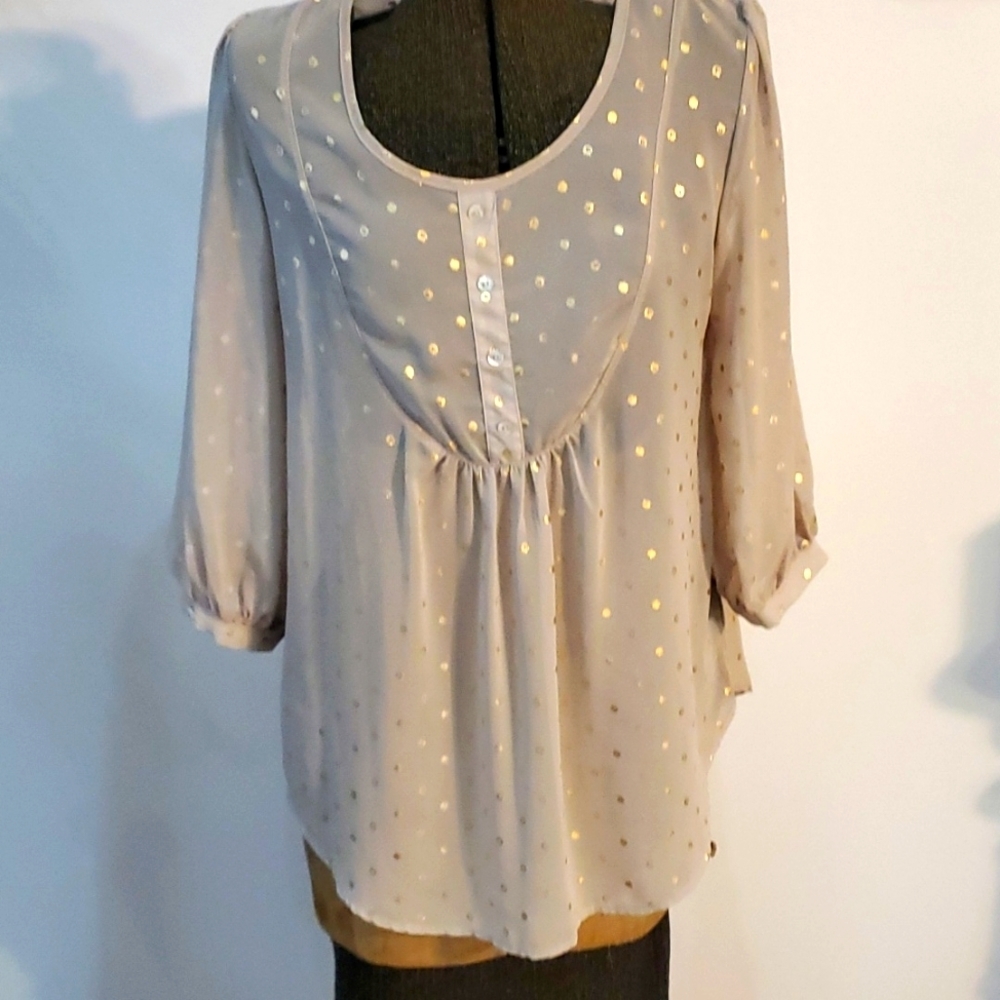ROMEO & JULIET COUTURE Sheer Gold top M I